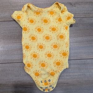 Stained Hanna Andersson Organic Sunny Yellow Baby Bodysuit 6-12 Months